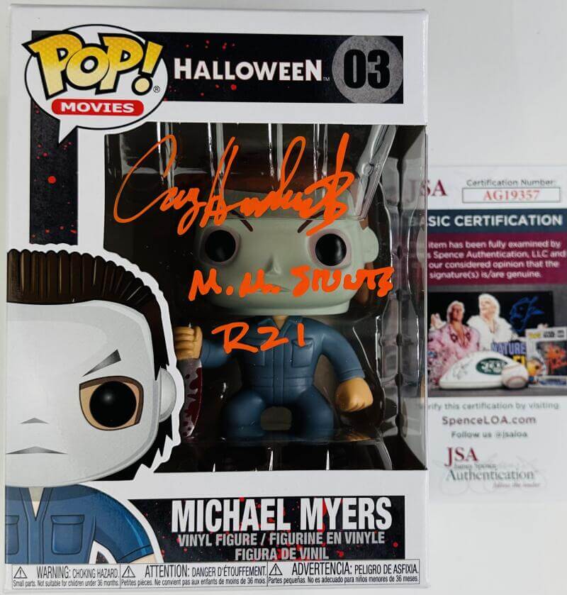 CASEY HENDERSHOT SIGNED MICHAEL MYERS FUNKO POP VINYL 03 HALLOWEEN JSA 357