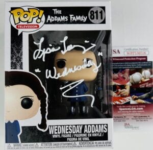 LISA LORING SIGNED WEDNESDAY ADDAMS FAMILY FUNKO POP 811 AUTOGRAPH JSA 518