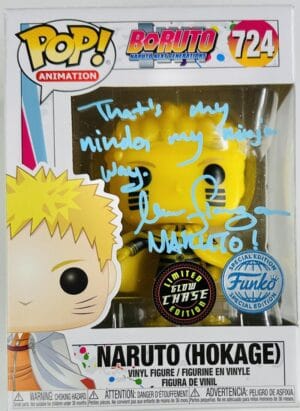 MAILE FLANAGAN SIGNED NARUTO HOKAGE GLOW CHASE FUNKO POP 724 BORUTO AAA BAS 029