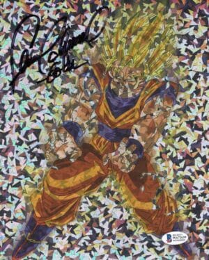 SEAN SCHEMMEL SIGNED GOKU 8X10 HOLOGRAPHIC PHOTO DRAGON BALL Z DBZ ANIME BAS 639
