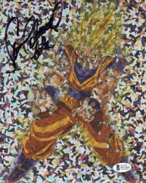 SEAN SCHEMMEL SIGNED GOKU 8X10 HOLOGRAPHIC PHOTO DRAGON BALL Z DBZ ANIME BAS 641