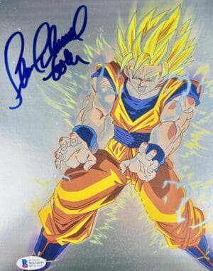 SEAN SCHEMMEL SIGNED GOKU 8X10 CHROME PHOTO DRAGON BALL Z DBZ ANIME BAS 599