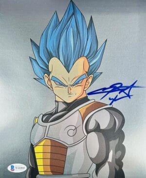 CHRIS SABAT SIGNED VEGETA 8X10 CHROME PHOTO DRAGON BALL Z DBZ ANIME BAS 842