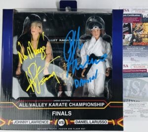 RALPH MACCHIO WILLIAM ZABKA SIGNED NECA FIGURE DANIEL JOHNNY KARATE KID JSA 383