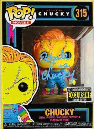 ED GALE SIGNED CHUCKY BLACK LIGHT FUNKO POP VINYL 315 CHILDS PLAY HORROR BAS 633
