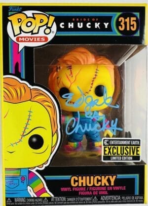 ED GALE SIGNED CHUCKY BLACK LIGHT FUNKO POP VINYL 315 CHILDS PLAY HORROR BAS 629