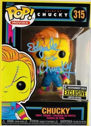 ED GALE SIGNED CHUCKY BLACK LIGHT FUNKO POP VINYL 315 CHILDS PLAY HORROR BAS 634