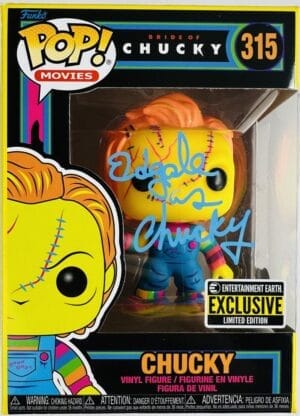 ED GALE SIGNED CHUCKY BLACK LIGHT FUNKO POP VINYL 315 CHILDS PLAY HORROR BAS 625