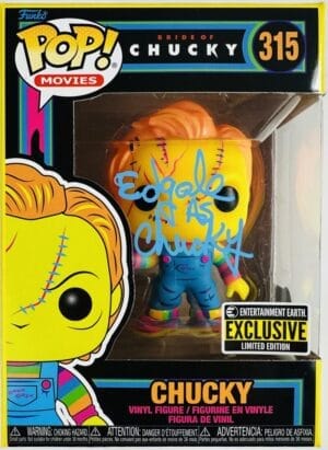 ED GALE SIGNED CHUCKY BLACK LIGHT FUNKO POP VINYL 315 CHILDS PLAY HORROR BAS 628