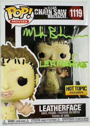 MARK BURNHAM SIGNED LEATHERFACE FUNKO POP 1119 TEXAS CHAINSAW MASSACRE BAS 444