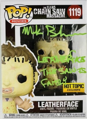 MARK BURNHAM SIGNED LEATHERFACE FUNKO POP 1119 TEXAS CHAINSAW MASSACRE BAS 447