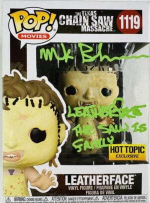 MARK BURNHAM SIGNED LEATHERFACE FUNKO POP 1119 TEXAS CHAINSAW MASSACRE BAS 449