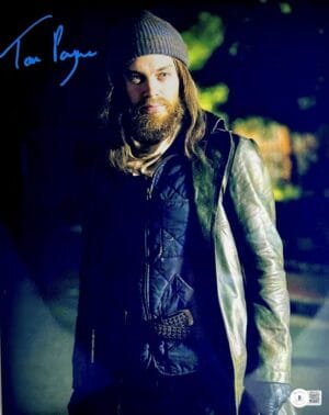 TOM PAYNE SIGNED 11X14 METALLIC PHOTO JESUS THE WALKING DEAD AUTOGRAPH BAS 497