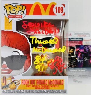 SQUIRE FRIDELL SIGNED MCDONALDS RONALD MCDONALD FUNKO POP VINYL 109 JSA 024