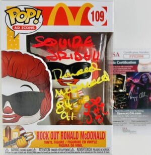 SQUIRE FRIDELL SIGNED MCDONALDS RONALD MCDONALD FUNKO POP VINYL 109 JSA 098