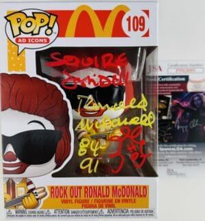 SQUIRE FRIDELL SIGNED MCDONALDS RONALD MCDONALD FUNKO POP VINYL 109 JSA 095