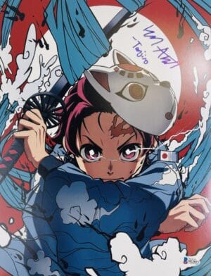 ZACH AGUILAR SIGNED TANJIRO 11X14 PHOTO DEMON SLAYER ANIME AUTOGRAPH BAS 827