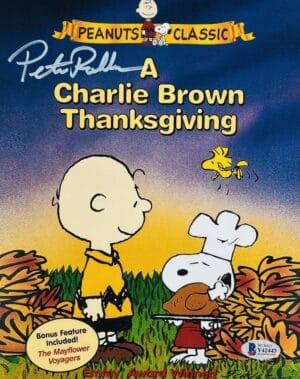 PETER ROBBINS SIGNED CHARLIE BROWN THANKSGIVING 8X10 PHOTO BAS 443