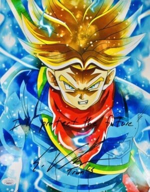 ERIC VALE SIGNED TRUNKS 11x14 METALLIC PHOTO DRAGON BALL Z DBZ JSA 334