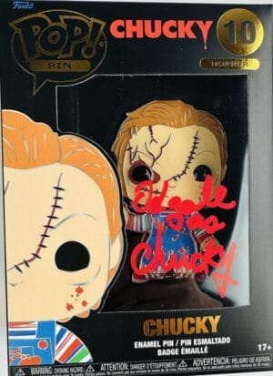 ED GALE SIGNED CHUCKY FUNKO ENAMEL PIN 10 CHILDS PLAY HORROR AUTOGRAPH BAS 482