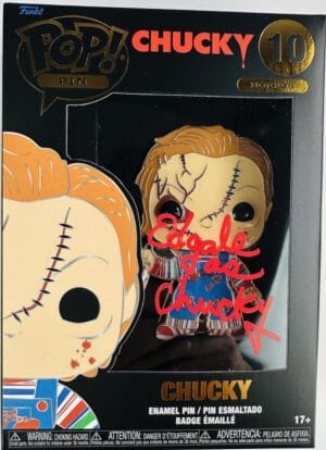 ED GALE SIGNED CHUCKY FUNKO ENAMEL PIN 10 CHILDS PLAY HORROR AUTOGRAPH BAS 487