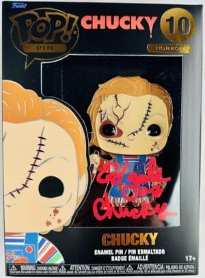 ED GALE SIGNED CHUCKY FUNKO ENAMEL PIN 10 CHILDS PLAY HORROR AUTOGRAPH BAS 481