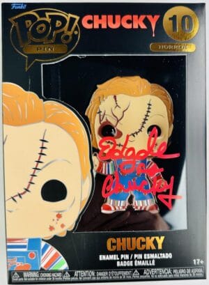 ED GALE SIGNED CHUCKY FUNKO ENAMEL PIN 10 CHILDS PLAY HORROR AUTOGRAPH BAS 485