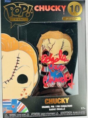 ED GALE SIGNED CHUCKY FUNKO ENAMEL PIN 10 CHILDS PLAY HORROR AUTOGRAPH BAS 483