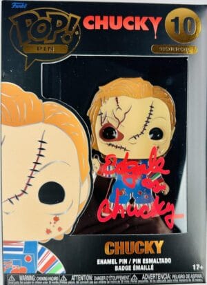 ED GALE SIGNED CHUCKY FUNKO ENAMEL PIN 10 CHILDS PLAY HORROR AUTOGRAPH BAS 491