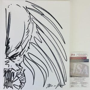 BRIAN A PRINCE SIGNED FUGITIVE PREDATOR SIGNED DETAILED SKETCH ART WORK JSA