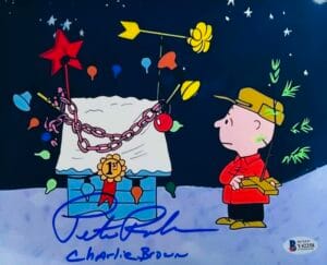 PETER ROBBINS SIGNED 8X10 METALLIC PHOTO CHARLIE BROWN CHRISTMAS BAS 258