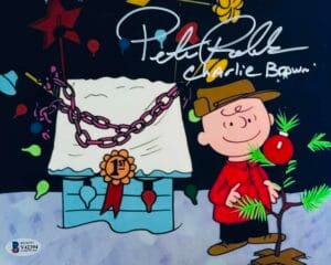 PETER ROBBINS SIGNED 8X10 METALLIC PHOTO CHARLIE BROWN CHRISTMAS BAS 394