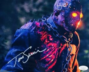 TOM SAVINI SIGNED 8X10 METALLIC JASON VOORHEES PHOTO FRIDAY THE 13TH JSA 622