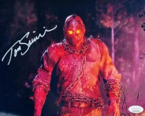 TOM SAVINI SIGNED 8X10 METALLIC JASON VOORHEES PHOTO FRIDAY THE 13TH JSA 628
