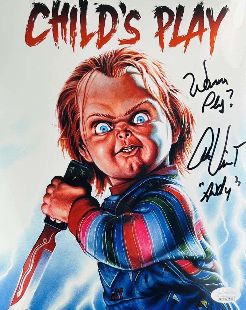 ALEX VINCENT SIGNED CHILDS PLAY 8X10 METALLIC PHOTO ANDY BARCLAY CHUCKY JSA 820