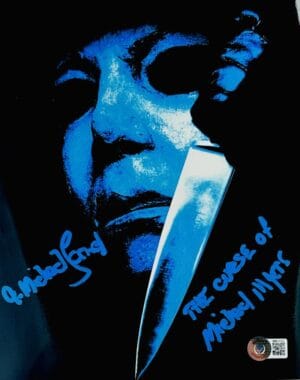 A. MICHAEL LERNER SIGNED 8X10 METALLIC PHOTO HALLOWEEN MICHAEL MYERS BAS 743