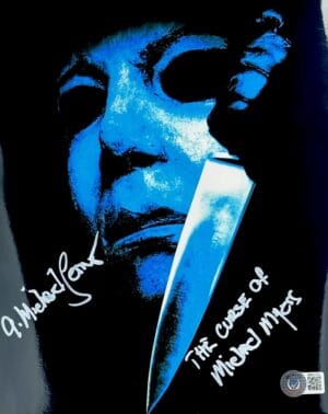 A. MICHAEL LERNER SIGNED 8X10 METALLIC PHOTO HALLOWEEN MICHAEL MYERS BAS 741