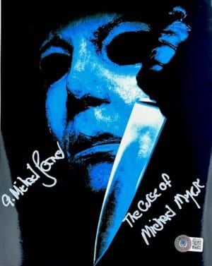 A. MICHAEL LERNER SIGNED 8X10 METALLIC PHOTO HALLOWEEN MICHAEL MYERS BAS 739