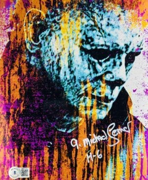 A. MICHAEL LERNER SIGNED 8X10 METALLIC PHOTO HALLOWEEN MICHAEL MYERS BAS 727