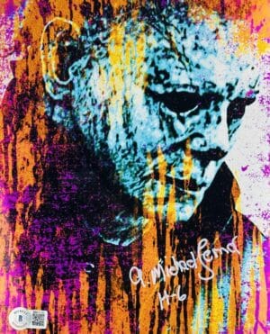A. MICHAEL LERNER SIGNED 8X10 METALLIC PHOTO HALLOWEEN MICHAEL MYERS BAS 726