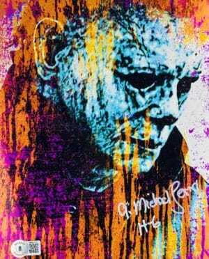 A. MICHAEL LERNER SIGNED 8X10 METALLIC PHOTO HALLOWEEN MICHAEL MYERS BAS 725