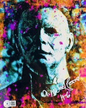 A. MICHAEL LERNER SIGNED 8X10 METALLIC PHOTO HALLOWEEN MICHAEL MYERS BAS 723