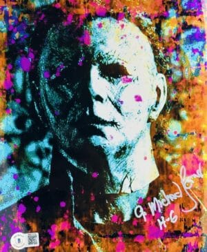A. MICHAEL LERNER SIGNED 8X10 METALLIC PHOTO HALLOWEEN MICHAEL MYERS BAS 720