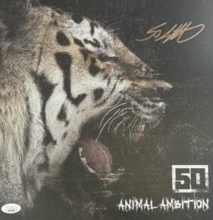 50 CENT SIGNED ANIMAL AMBITION 12X12 ALBUM VINYL LP RECORD INSERT JSA 294