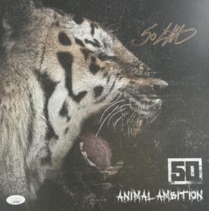50 CENT SIGNED ANIMAL AMBITION 12X12 ALBUM VINYL LP RECORD INSERT JSA 296