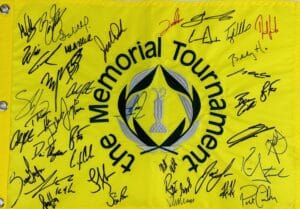 2023 SIGNED MEMORIAL FIELD GOLF FLAG SPIETH RAHM VIKTOR HOVLAND RICKIE FOWLER K1