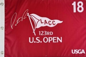 PATRICK REED SIGNED 2023 U.S. OPEN GOLF PIN FLAG US LACC AUTOGRAPH K1