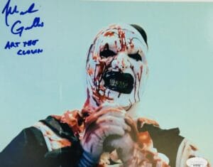 MIKE GIANNELLI SIGNED ALL HALLOWS EVE 8X10 PHOTO TERRIFIER ART THE CLOWN JSA 546
