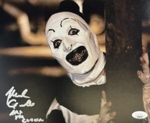 MIKE GIANNELLI SIGNED ALL HALLOWS EVE 8X10 PHOTO TERRIFIER ART THE CLOWN JSA 451