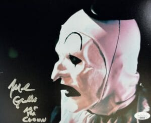 MIKE GIANNELLI SIGNED ALL HALLOWS EVE 8X10 PHOTO TERRIFIER ART THE CLOWN JSA 425